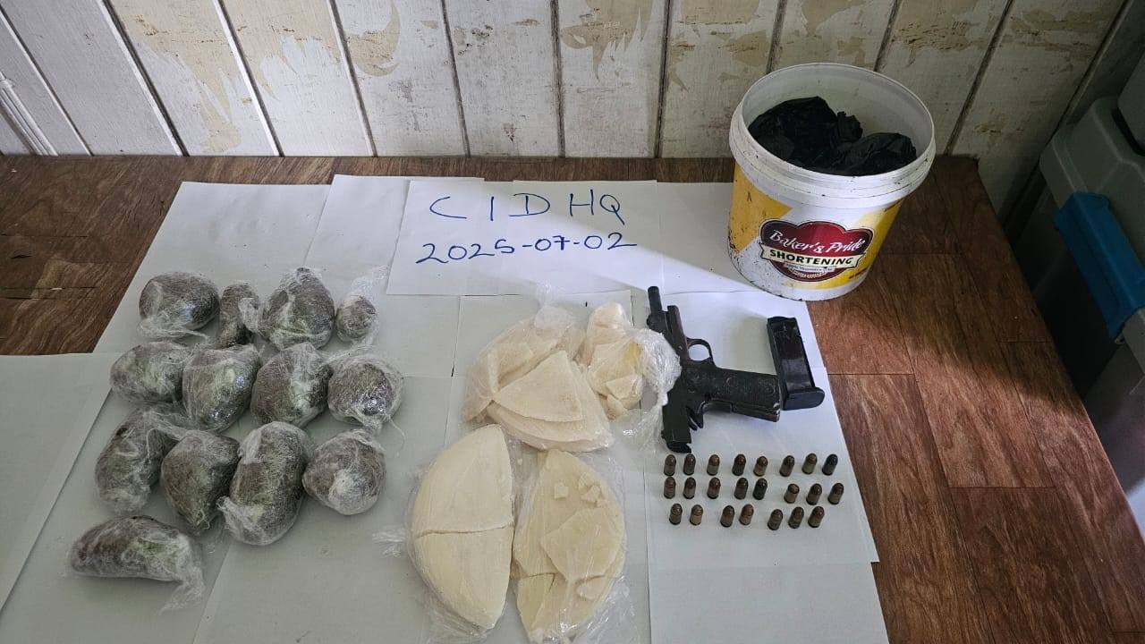 Police recover pistol, drugs stashed in bushes at Parika