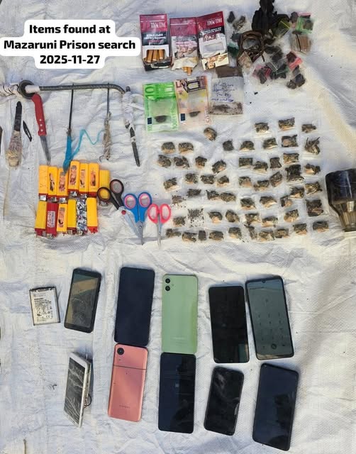 Contraband, Weapons Seized During Early-Morning Raid at Mazaruni Prison